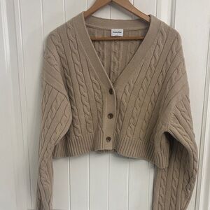 Sunday Best Tan Cable Knit Cardigan